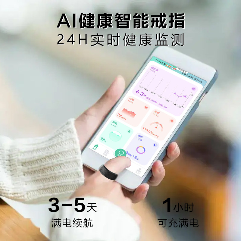 【15代碳纤维轻薄耐刮】协立健康监测无创血糖尿酸血脂四项血压智能戒指睡眠血氧心率运动24小时全天监测指环,淘宝优惠券,粉丝福利购,淘宝优惠卷