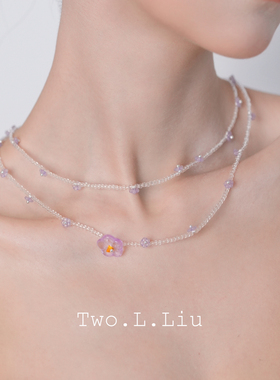 Two.L.Liu樱花物语粉紫色耳坠