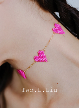 原创多巴胺粉色锁骨链项链