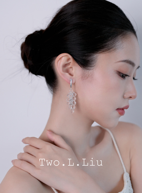 Two.L.Liu超亮捷克琉璃葡萄耳环