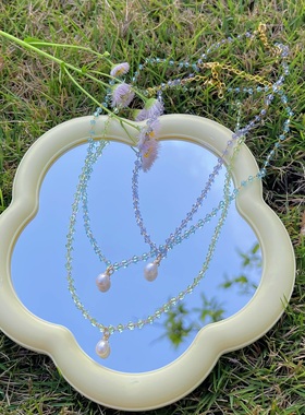 天然淡水珍珠项链女春夏彩色串珠