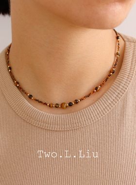 虎眼石复古国潮女超细项链锁骨链