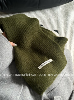 CAT TOURIST显白绿色羊毛混纺毛线围脖韩国冬保暖情侣针织围巾男