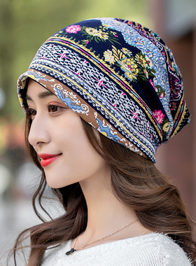 女士秋冬韩版花朵空调帽两用帽子