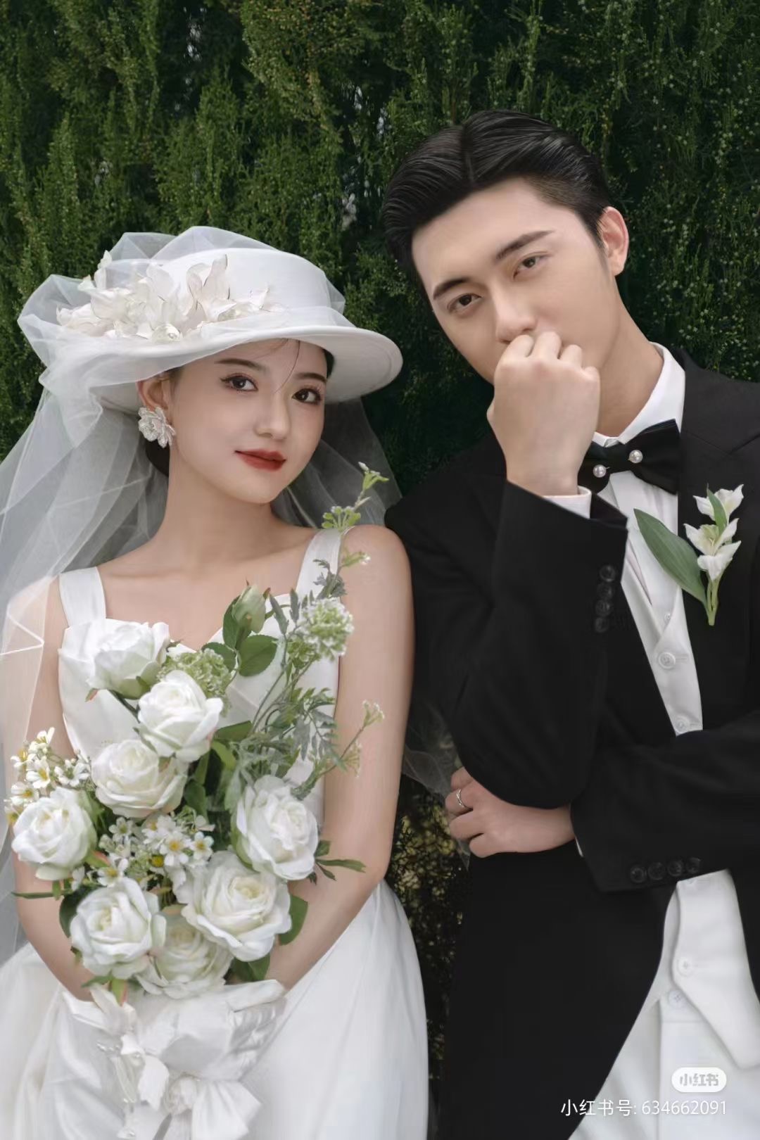 原创蕾丝山茶花朵复古汉洋折衷礼帽新娘结婚写真跟妆礼服造型帽子 - 图0