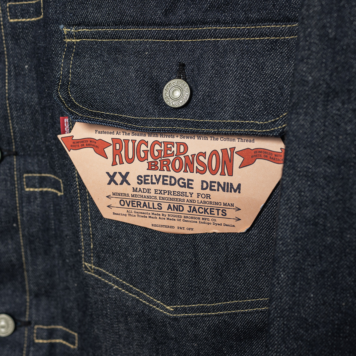 恶犬BRONSON 46806XX海军福利社单口袋原色丹宁夹克1st赤耳牛仔衣,淘宝优惠券,粉丝福利购,淘宝优惠卷