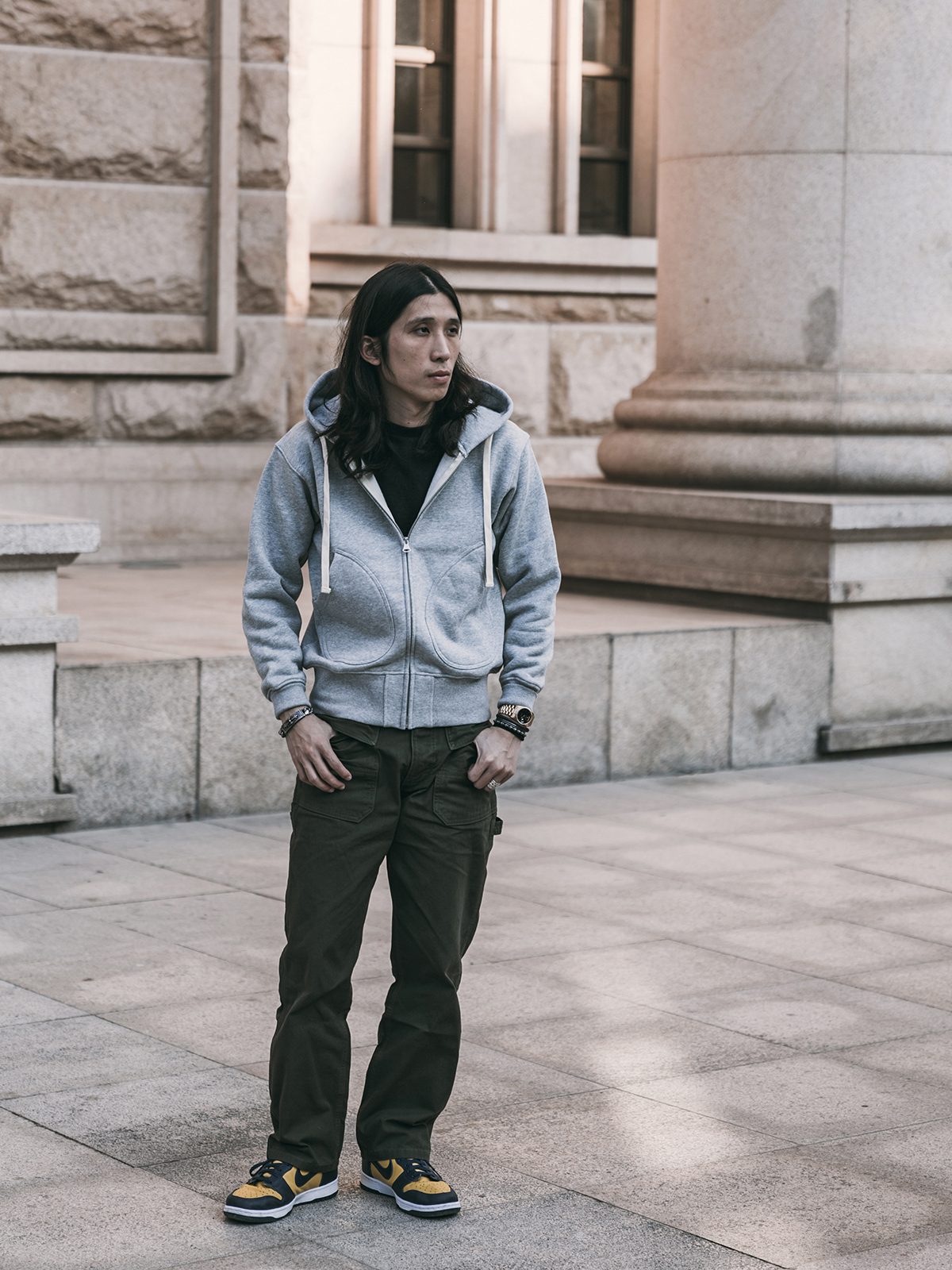 新品Non Stock加厚重磅500g纯棉毛圈底拉链连帽卫衣 男士纯色帽衫 - 图2