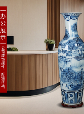 清明上河图手绘大花瓶景德镇陶瓷客厅酒店公司开业落地高摆件送礼