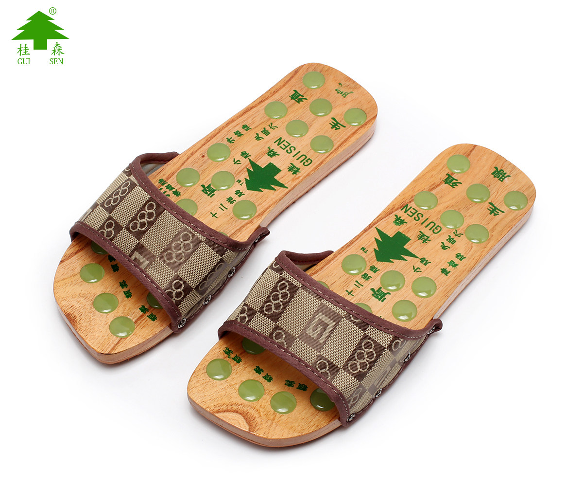 桂森按摩木拖鞋男木屐足底穴位按摩拖鞋夏季居家防滑防臭休闲拖鞋,淘宝优惠券,粉丝福利购,淘宝优惠卷