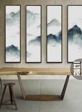 水墨禅意四联组合抽象风装饰画