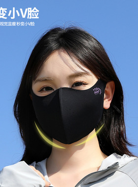 UPF50+冰丝轻薄透气防晒面罩女