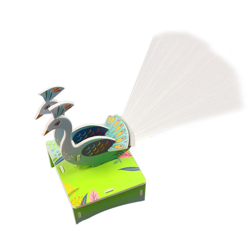 科技小制作七彩孔雀开屏光纤灯手工教具diy儿童拼装科学发明材料,淘宝优惠券,粉丝福利购,淘宝优惠卷