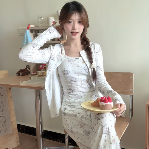 侘町2025新款气球大象三件套短裤含胸垫睡衣女夏季卡通家居服套装 - 图3