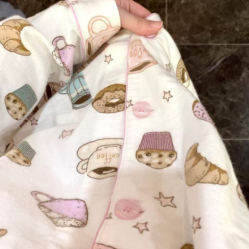 侘町2025年家居服咖啡蛋糕磨毛长袖休闲女春秋新款可外穿卡通睡衣,淘宝优惠券,粉丝福利购,淘宝优惠卷