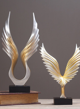 美式风树脂天使翅膀样板间装饰品