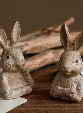 兔子动物乔迁雕塑摆件
