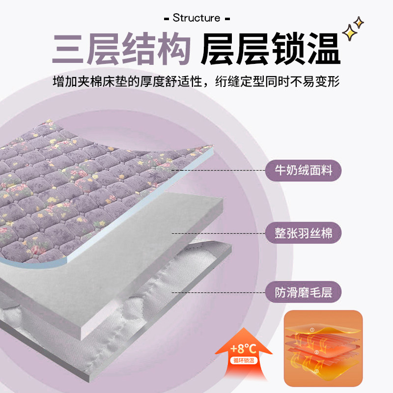冬季牛奶绒床垫褥子软垫加绒家用加厚学生宿舍单人铺垫被毛毯床褥