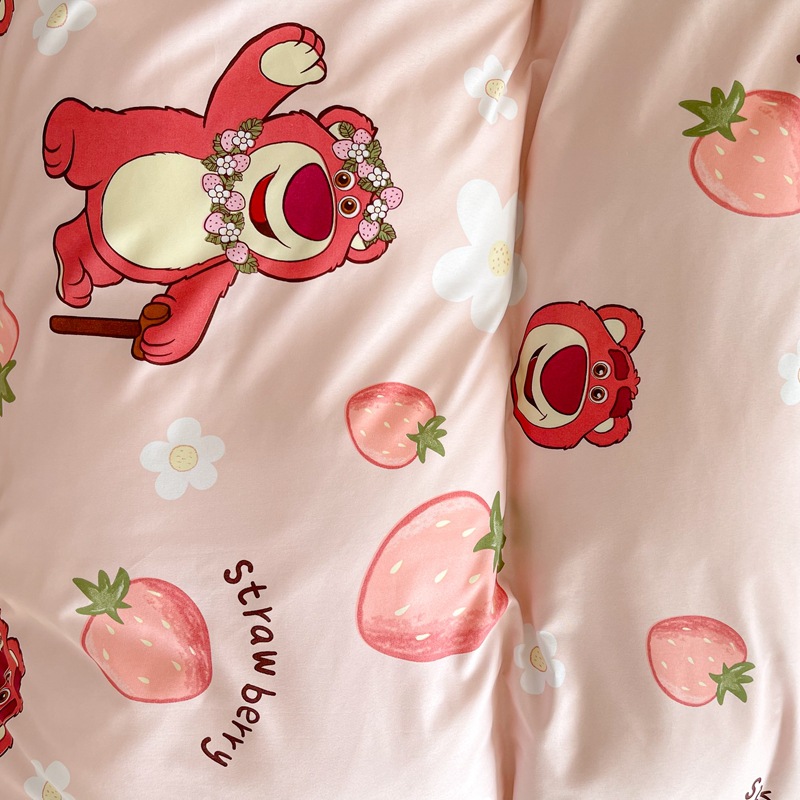迪士尼三四件套草莓熊男女儿童学生宿舍被子被罩床单件非全棉纯棉