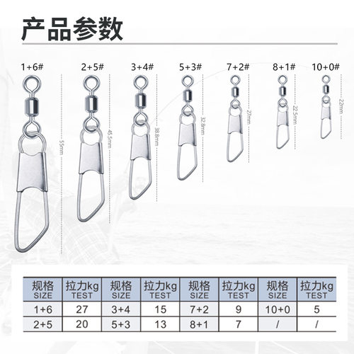 永苗永联全不锈钢别针转环+A型别针a型连接器路亚海钓渔具小配件 - 图2