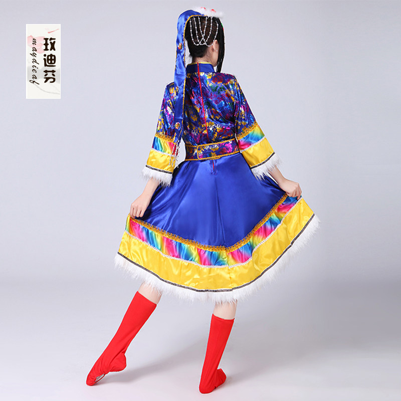 藏族舞蹈演出服装女成人水袖服饰 玫迪芬民族服装/舞台装