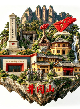 【江西吉安井冈山冰箱贴】文创文旅革命博物馆八角楼旅游打卡磁贴