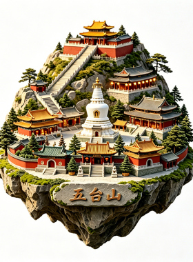 【五台山冰箱贴】山西文创文殊道场菩萨顶塔院寺大白塔旅游伴手礼