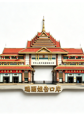 【瑞丽姐告口岸冰箱贴】云南文创文旅中缅边境瑞丽国门旅游纪念品
