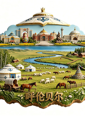【呼伦贝尔冰箱贴】内蒙古文旅文创首府海拉尔旅游伴手礼磁吸贴饰