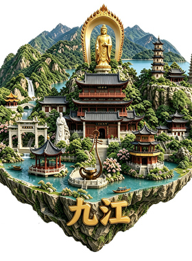 【九江冰箱贴】江西省文创文旅东林大佛庐山水景庐山周边纪念品潮