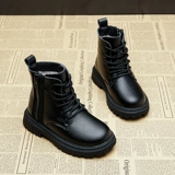 Martens, зимние утепленные удерживающие тепло короткие сапоги для мальчиков в английском стиле, детские ботинки, из натуральной кожи, коллекция 2021