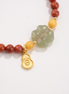 南红玛瑙蜜蜡和田玉手链女串珠轻奢高级感手串手饰本命年礼物批发