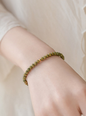 简约檀木手链细小纤细款绿檀手链女复古民族风手串男学生情侣批发