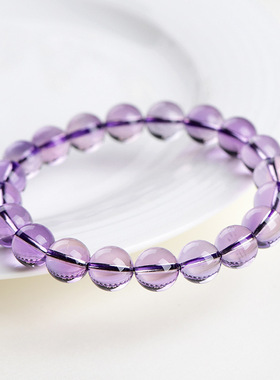 久雅水晶 天然玻利维亚镜面紫水晶圆珠手链 紫水晶手串  厂家直销
