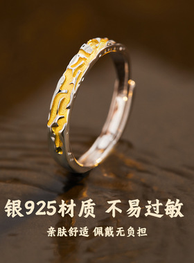大禹治水S925纯银戒指男生个性潮流素圈单身戒高级感小众自律尾戒