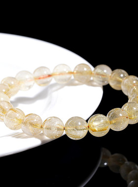 久雅水晶 天然金发晶圆珠手链 黄色金发丝散珠手串 配珠 厂家直销