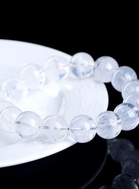 久雅水晶 天然一线天白幽灵圆珠手链 七彩白色幽灵手链 厂家直销