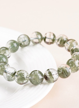 久雅水晶 天然星沙多肉绿幽灵手链 星光多肉绿幽灵圆珠手串批发