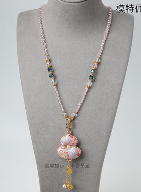 浅紫色炫彩刻面珠链泰国系佛牌链子藏式唐卡挂链珠链宋锦挂绳多用