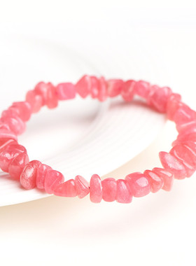 久雅水晶 天然冰种红纹石碎石手链红纹石随型石随形手串 厂家直销