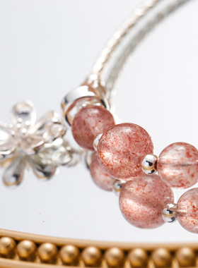 新款花朵草莓水晶闺蜜手链女学生ins简约森系月光石手饰