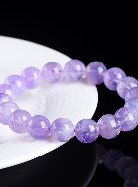 久雅水晶 天然星沙紫玉晶圆珠手链 冰种紫玉晶散珠手串 厂家直销