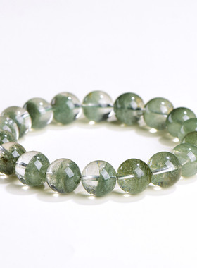 久雅水晶 天然红绿幽灵聚宝盆圆珠手链 红绿幽灵共生矿半盆手串