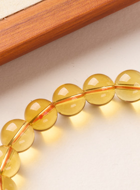 压电黄水晶素圈手链串珠女士轻奢高级感文玩佛珠手饰手串爆款批发