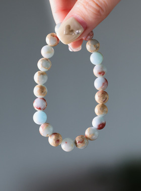 新中式天然8MM寿山石手链蓝色单圈手串复古名族风男女饰品批发