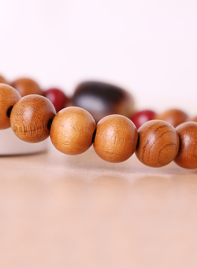 天然老桃木手串朱砂牛角手链男女木质文艺民族复古纯桃木护身木头