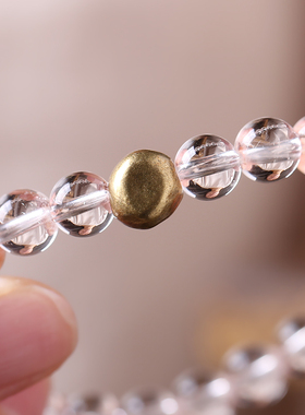 复古情绪稳定天然全净白水晶手串纯铜隔珠转运珠手链女小众设计