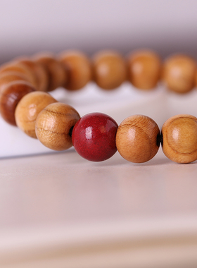 原创设计老桃木朱砂文艺手链