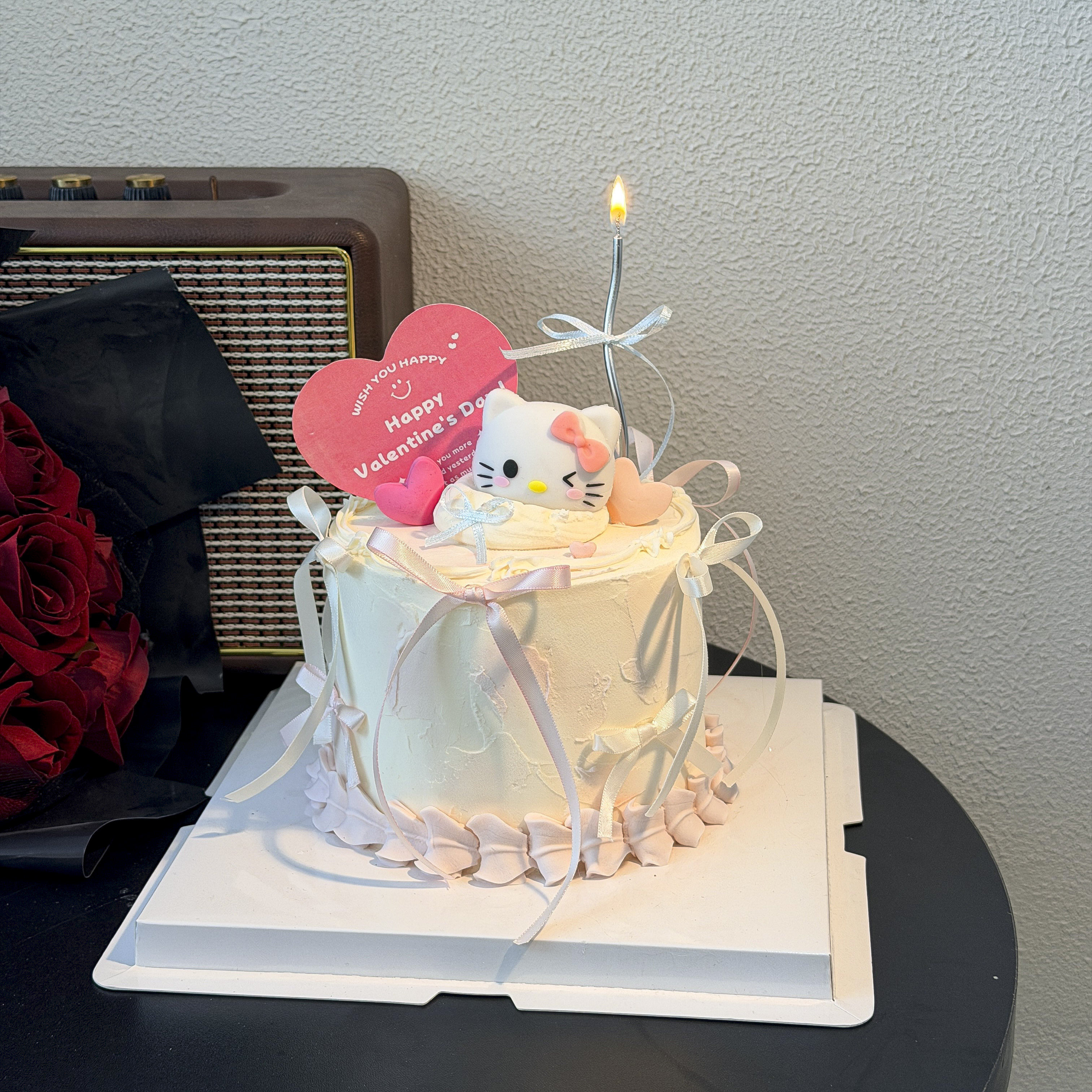 2026情人节粉色kt猫蛋糕装饰爱心卡片蝴蝶结丝带蜡烛甜品装饰,淘宝优惠券,粉丝福利购,淘宝优惠卷