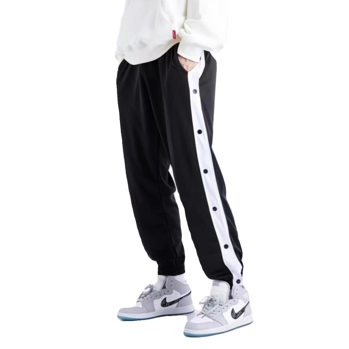 冬季加绒加厚保暖篮球排扣裤男生全开扣秒脱科比儿童运动训练长裤 - 图3