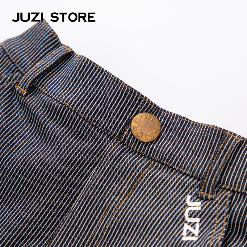 JUZI STORE童装春秋新品针织牛仔条纹基本下装长裤男女童1010417